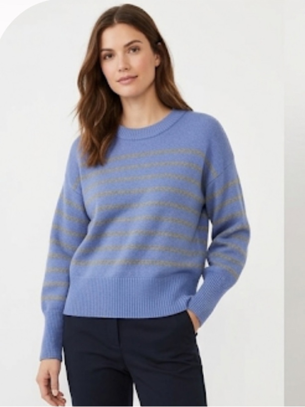 Philosophy Republic Clothing women’s blue sweater gray stripes size small